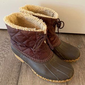 Bean Boots, Quitled, 7" Fleece-Lined Lace-front